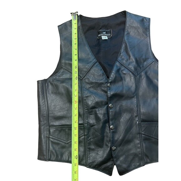 Western Express Leather Vest Black XXL Snap Buttons Cowboy Biker Western Wear - Picture 3 of 6